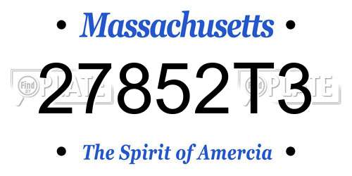 27852T3 Massachusetts License Plate