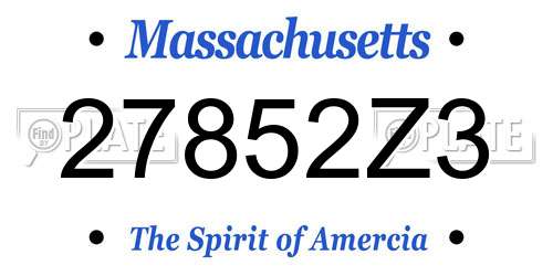 27852Z3 Massachusetts License Plate