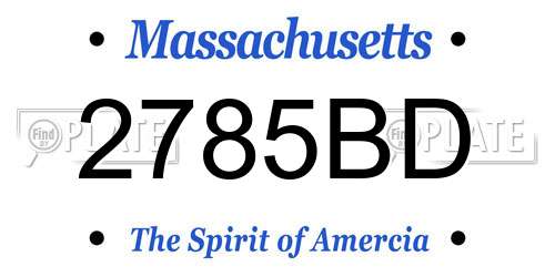 2785BD Massachusetts License Plate