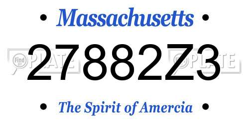 27882Z3 Massachusetts License Plate