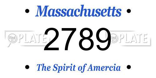 2789 Massachusetts License Plate