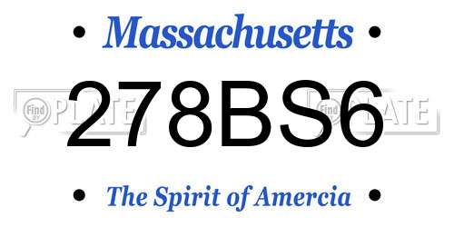 278BS6 Massachusetts License Plate