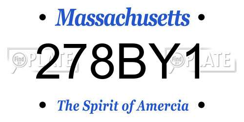 278BY1 Massachusetts License Plate
