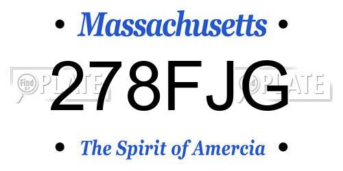 278FJG Massachusetts License Plate