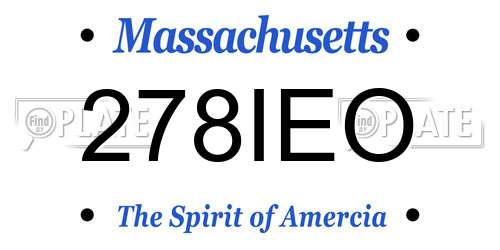278IEO Massachusetts License Plate