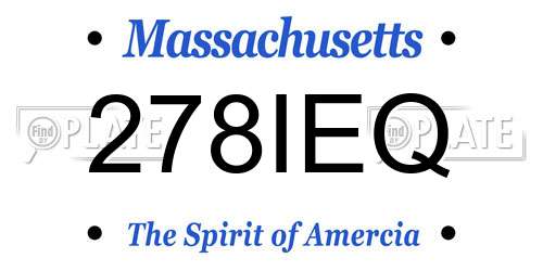 278IEQ Massachusetts License Plate