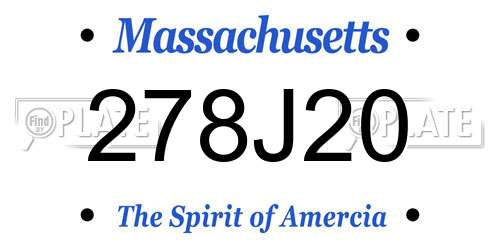 278J20 Massachusetts License Plate