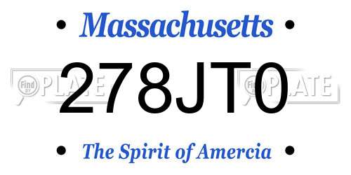 278JT0 Massachusetts License Plate