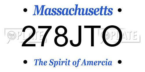 278JTO Massachusetts License Plate