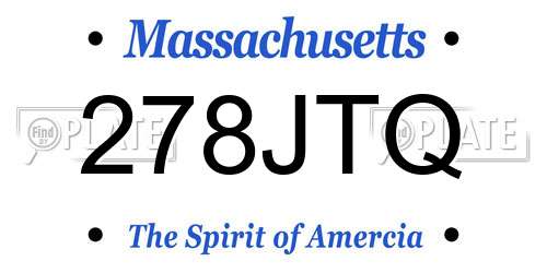 278JTQ Massachusetts License Plate