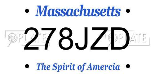 278JZD Massachusetts License Plate