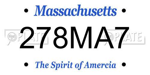 278MA7 Massachusetts License Plate