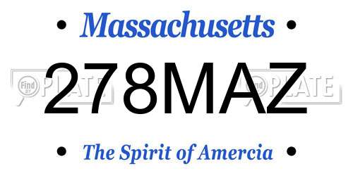 278MAZ Massachusetts License Plate