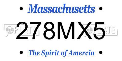 278MX5 Massachusetts License Plate
