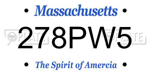 278PW5 Massachusetts License Plate