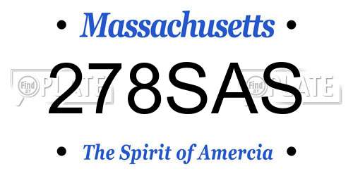 278SAS Massachusetts License Plate