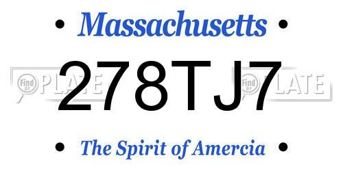 278TJ7 Massachusetts License Plate