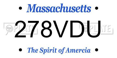 278VDU Massachusetts License Plate