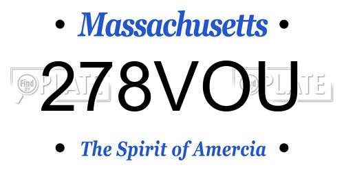 278VOU Massachusetts License Plate