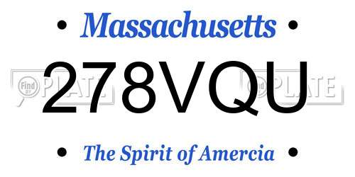 278VQU Massachusetts License Plate