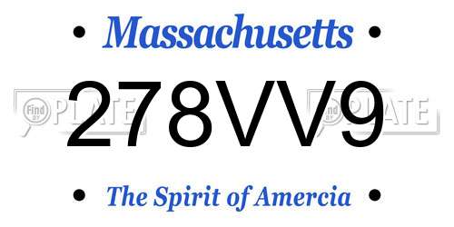 278VV9 Massachusetts License Plate