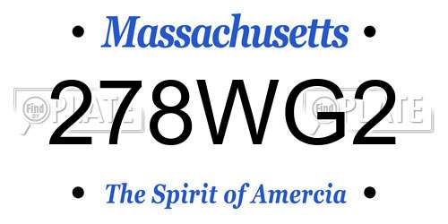 278WG2 Massachusetts License Plate