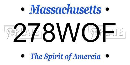 278WOF Massachusetts License Plate