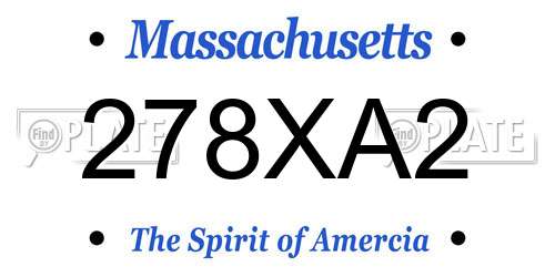 278XA2 Massachusetts License Plate