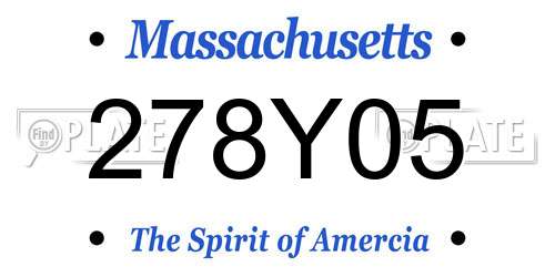 278Y05 Massachusetts License Plate