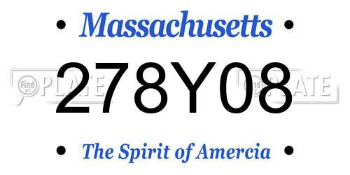 278Y08 Massachusetts License Plate