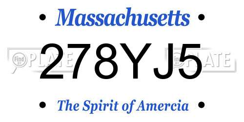 278YJ5 Massachusetts License Plate