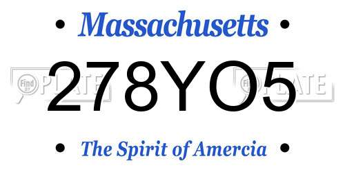 278YO5 Massachusetts License Plate