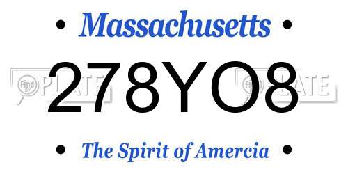 278YO8 Massachusetts License Plate