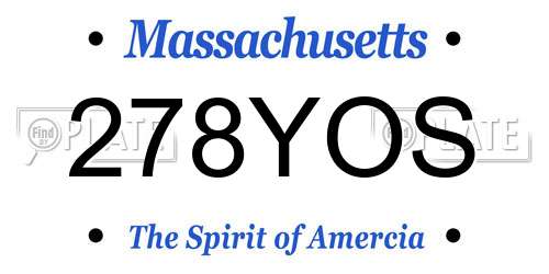 278YOS Massachusetts License Plate