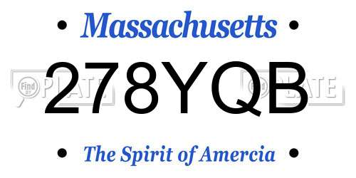 278YQB Massachusetts License Plate