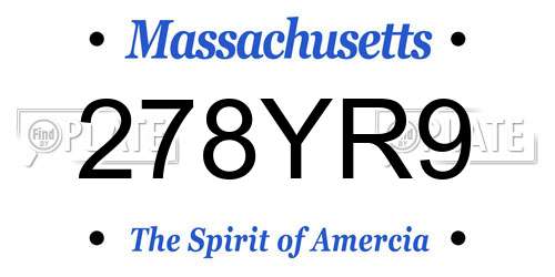 278YR9 Massachusetts License Plate