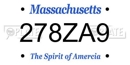 278ZA9 Massachusetts License Plate