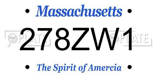 278ZW1 Massachusetts License Plate