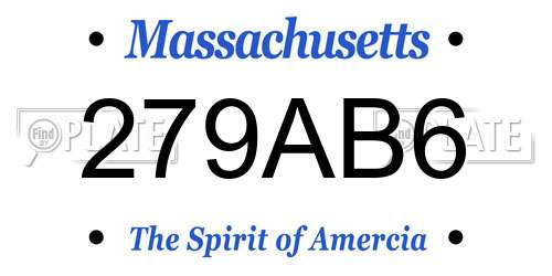 279AB6 Massachusetts License Plate