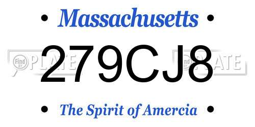 279CJ8 Massachusetts License Plate