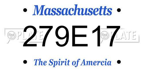 279E17 Massachusetts License Plate