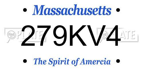 279KV4 Massachusetts License Plate