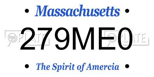 279ME0 Massachusetts License Plate