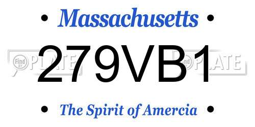 279VB1 Massachusetts License Plate