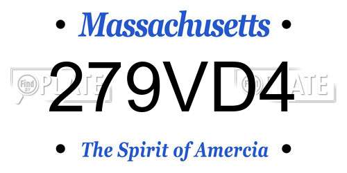 279VD4 Massachusetts License Plate