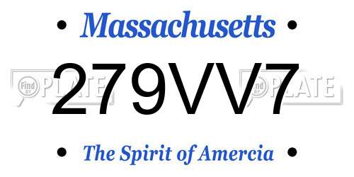 279VV7 Massachusetts License Plate