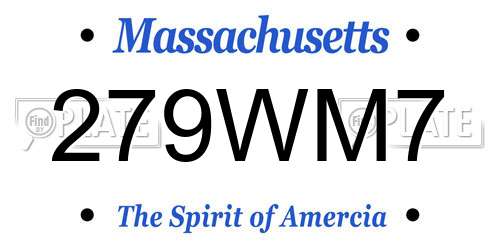 279WM7 Massachusetts License Plate
