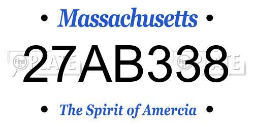 27AB338 Massachusetts License Plate