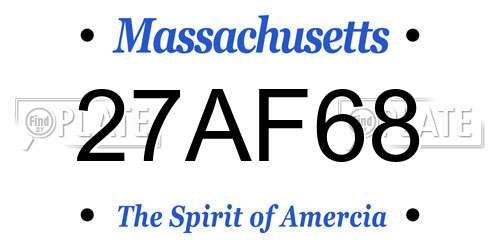 27AF68 Massachusetts License Plate