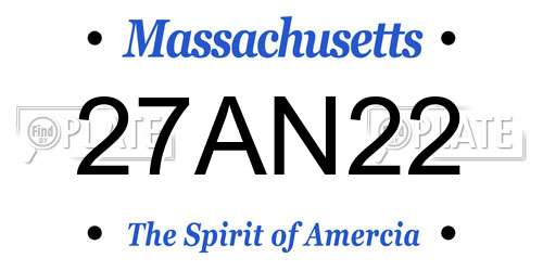 27AN22 Massachusetts License Plate